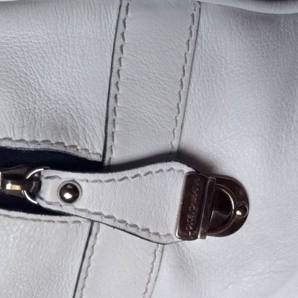 DOLCE & GABBANA Off White Pebbled Leather Satchel Bag Purse. Certified Authentic - Picture 11 of 14